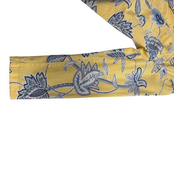 Appleseeds Yellow & Blue Floral Print Button-Up Jacket Womens Size L - Picture 9 of 11